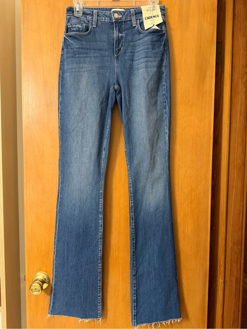 L'AGENCE High-Rise Ruth Straight Leg Jeans with Raw Hem